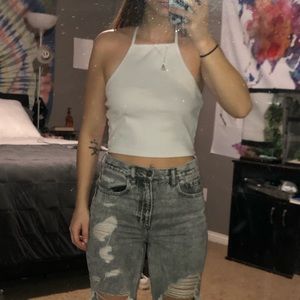 White open back tank top